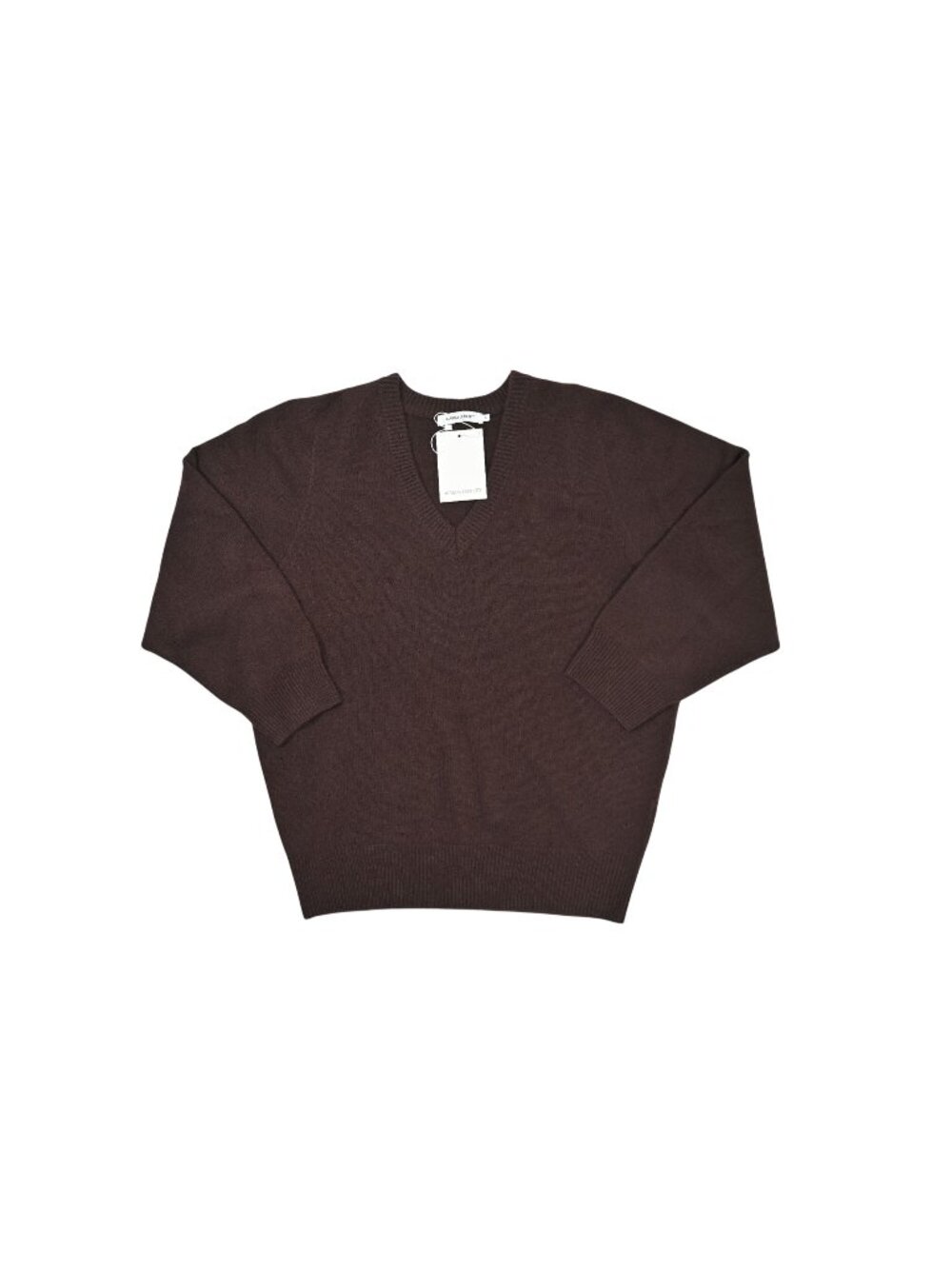 Almina Concept Wool V Neck Sweater in Dark Brown